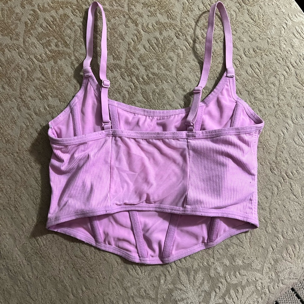 Pink Ribbed Crop Top - Picture 2 of 3